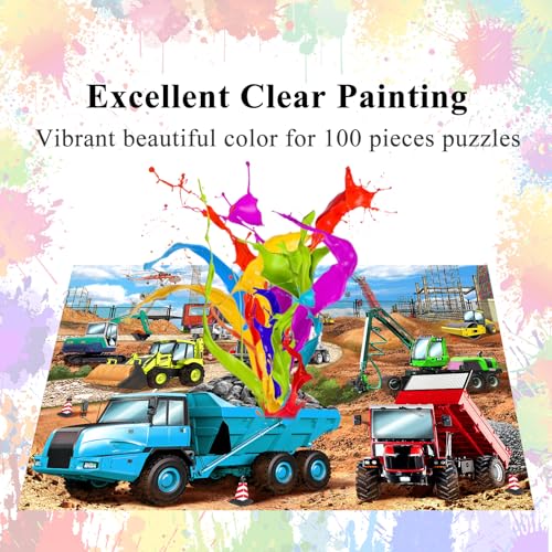 Puzzles para Niños de 4 a 8 años, Puzzle de Vehículos de Construcción con 100 Piezas, Juego Educativo de Rompecabezas para Niños Edad 4-10 Años (15" x 10") miniatura 4