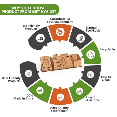 Image of GKD Desk Calendar 2026 Lifetime Infinite Perpetual Wooden Table Calendar with Mobile Stand & Pen Holder | Desk Organizer for Office, Home, New Year Gifts & Corporate Gifts | Customizable