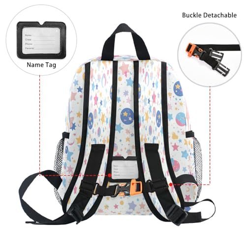 Confetti Cartoon Colorful Moons Dots Stars Kid Boys Backpack Bottle Pockets Girls Student Books Bag for Amusement Park M3