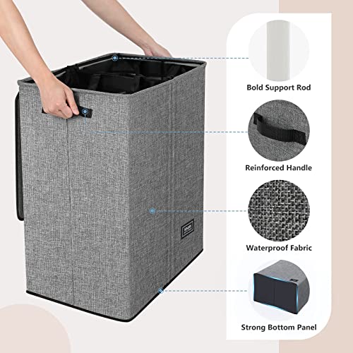 SOLEDI 145L Laundry Basket with Lid 2 Section, Washing Basket with 2 Removable Bags, Large Storage Baskets Laundry Hamper - Image 4