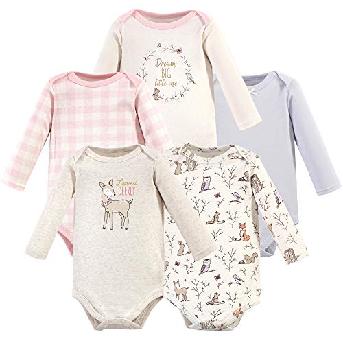 Image of Hudson Baby baby-girls Cotton Long-sleeve Bodysuits 5-pack