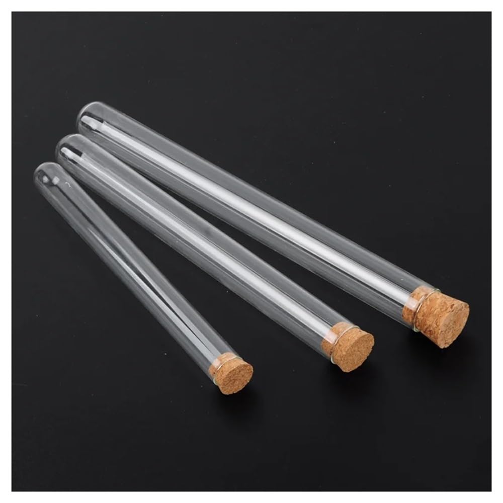 Szklane probówki z korkami, szklane probówki laboratoryjne z korkami o okrągłym dnie, opakowanie 24 sztuk, różne rozmiary(30x150mm)