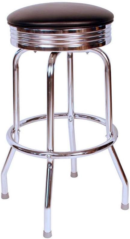 Richardson Seating 1950S Chrome Swivel bar Stool with Seat Metal, 30", Black