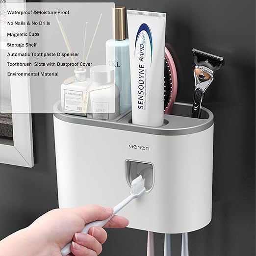 MANTRIK HARIMART Toothbrush Holder with Dispenser, 1 Cup - Image 3