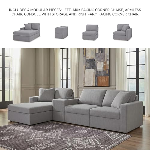Image of Signature Design by Ashley 4-Piece Modular Sectional with Chaise, Granite