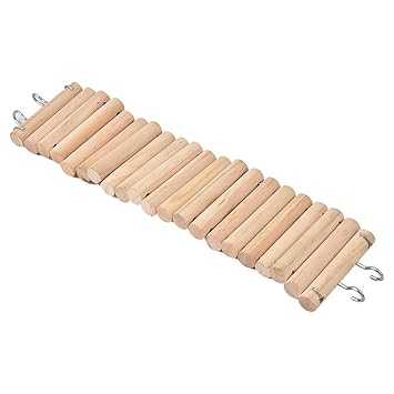 Hamster Ladder, Pet Suspension Bridge, As Suspension Bridge Deformable Metal Natural Wood for Small Pet Grinding Teeth Hamsters Parrots Chinchillas