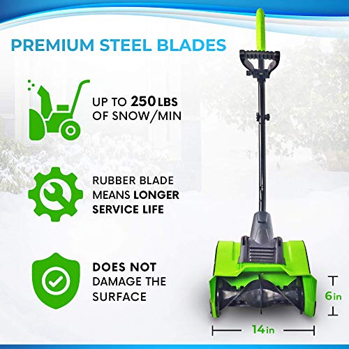 Project One Electric Snow Thrower Wire Corded 9 Amp 120 Volt, Snow Shovel 13\" Width, 450 LBS/Minute