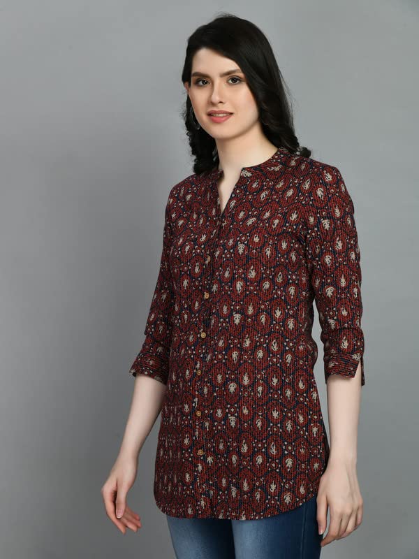 Image of Meesan Women's Casual Ethnic 3 /4 Sleeve Printed Tunic