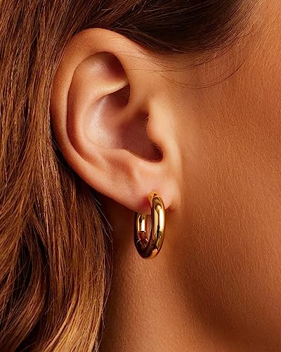 gorjana - Lou Hoops 13/16 inch Drop - 18k Gold Plated - Daily Earring Wear - Secure Hinge Closure - Timeless Design - Versatile for Any Occasion4