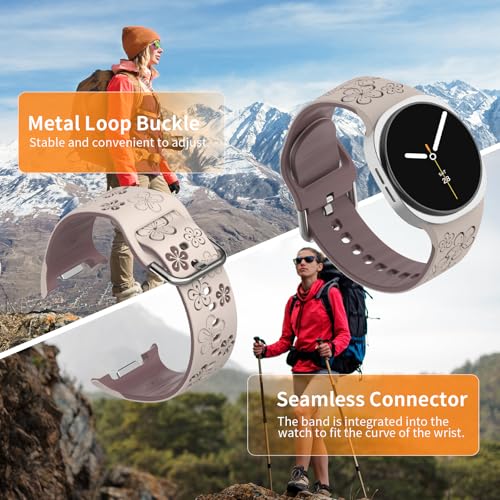 Floral Bands Compatible with Samsung Galaxy Watch 8/8 Classic Band 40mm/44mm /46mm 2025, Cute Soft Flower Engraved Silicone Inlay Dressy Strap for Galaxy Watch 8 40/44mm/8 Classic 46mm Band for Women - image 5