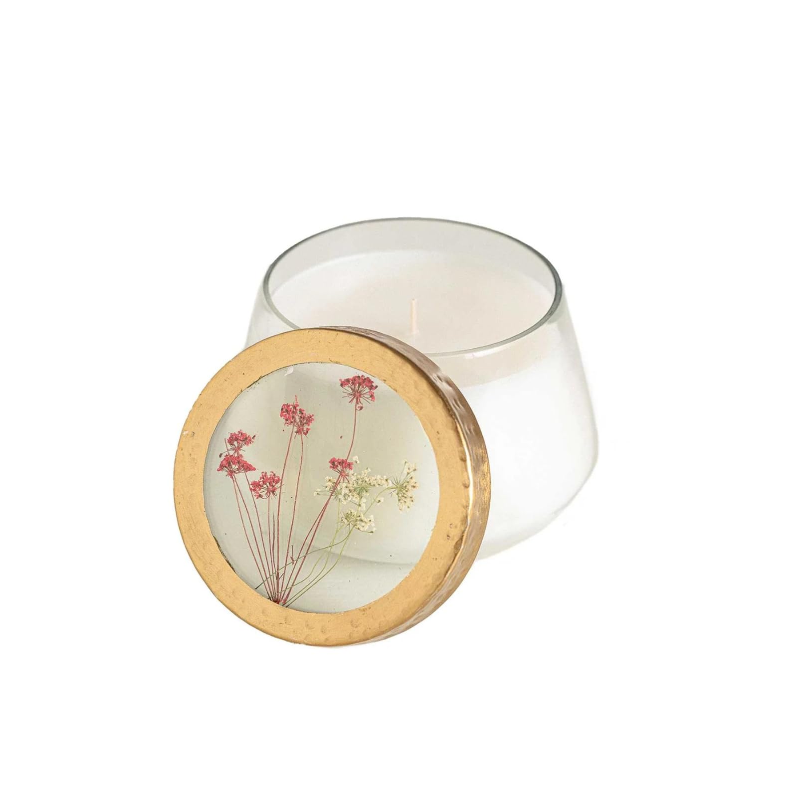 Rosy Rings Gepresste Blumen-Kerze, Aromatherapie-Kerzen, langlebige Duftkerzen für Heimdekoration, Botanicals Geschenke, Noten von Kardamom, Zimt, Nelke, Tonka, Vanille Medium (Spicy Apple)