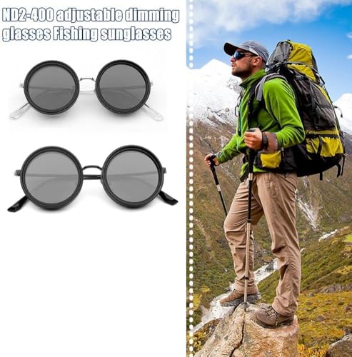 Adjustable Tint Sunglasses 1-9 Gears Rounded Polarized Glasses with ND Filter Lenses Eyewear for Men Driving Anti-Glare3