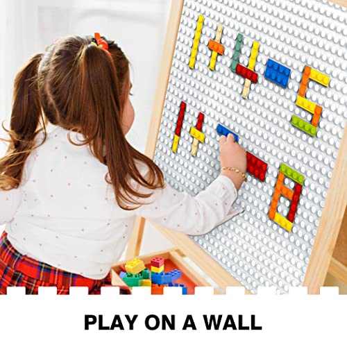 Image of 8 Pack Peel-and-Stick Building Baseplates, 10 inchx10 inch Classic Self-Adhesive Building Boards - 100% Compatible with All Major Brands of Toy Building Sets, Sturdy Stacking Play Table Top, White