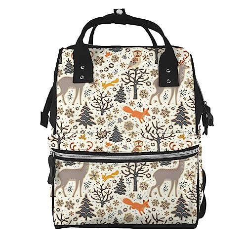Sac à dos ordinateur portable forêt d'hiver et animaux pour homme et femme