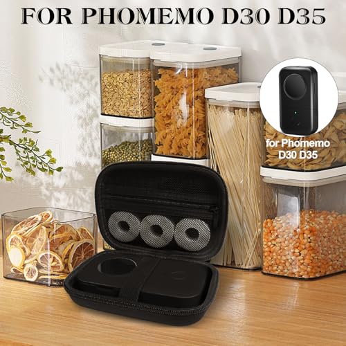Image of Teyomi Case Compatible with Phomemo D30 D35, for Phomemo D30 Label Maker with 3 Roll Label Tape(Label Paper 1 /2 inch x 1 1 /2 inch (12mm X 40mm))-Hard Shell Storage Bag-Black