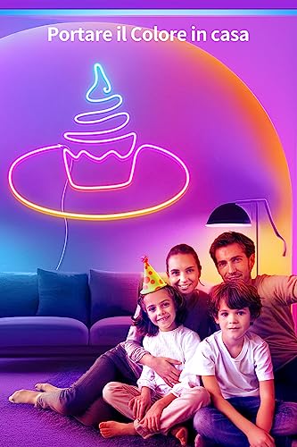 Striscia LED Neon RGBIC 3M con Controllo App Tuya, Compatibile con Alexa, IP65 Impermeabile, Sincronizzazione Musicale, per Camera, Gaming, Feste e Decorazioni Natalizie - Illuminazione - Immagine 6