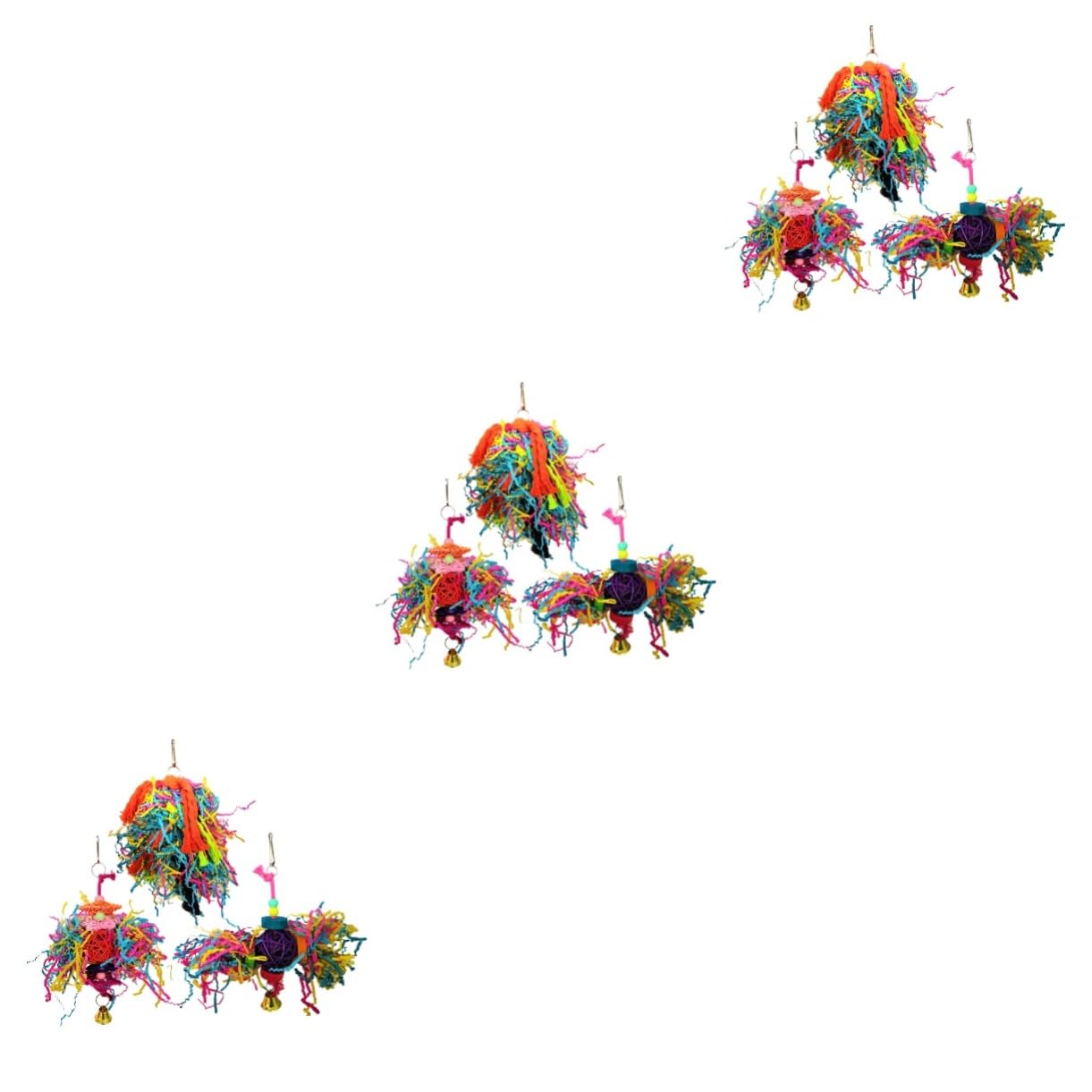 Angoily 9 Piezas Juguetes cacatúa Loro Hamaca Campana Juguetes Juego de Madera Juguete de Jaula de pájaro pequeñas Herramientas de Aves Bolas de Seda de Loro morder Juego de 3 Piezas Bambú
