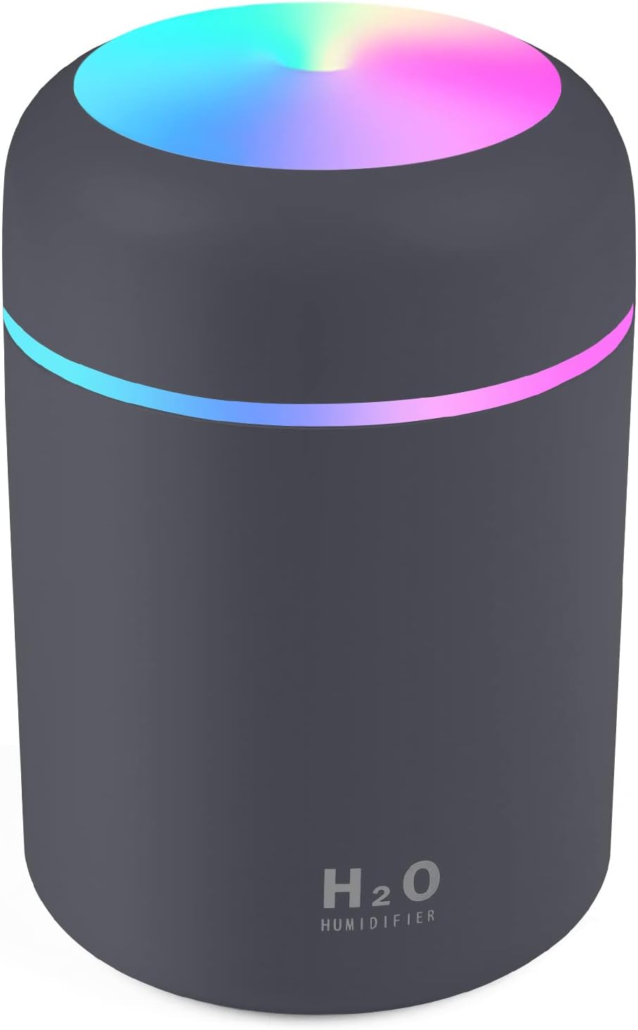 Humidificador Mini,WolinTek Humidificador Portátil con Alimentación USB,luz Nocturna y apagado automático, 2 modos de niebla y ncionamiento silencioso,para hogar, Oficina, Coche,Dormitorio (gris)