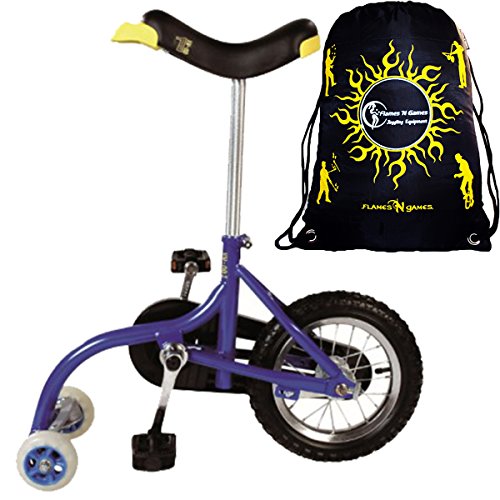 Qu-Ax Unicycles 12" Kid's Balance Bike in Blue for Kids+ Flames N' Games