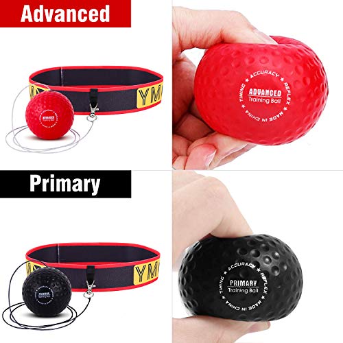 Ymx Boxing Training Reflex Ball - Adjustable Elastic Head Band, Light Weight Soft Foam Balls - Improve Hand To Eye Coordination, Reaction Speed, Focus, Accuracy - Cardio Sports Exercise Equipment #TOP2