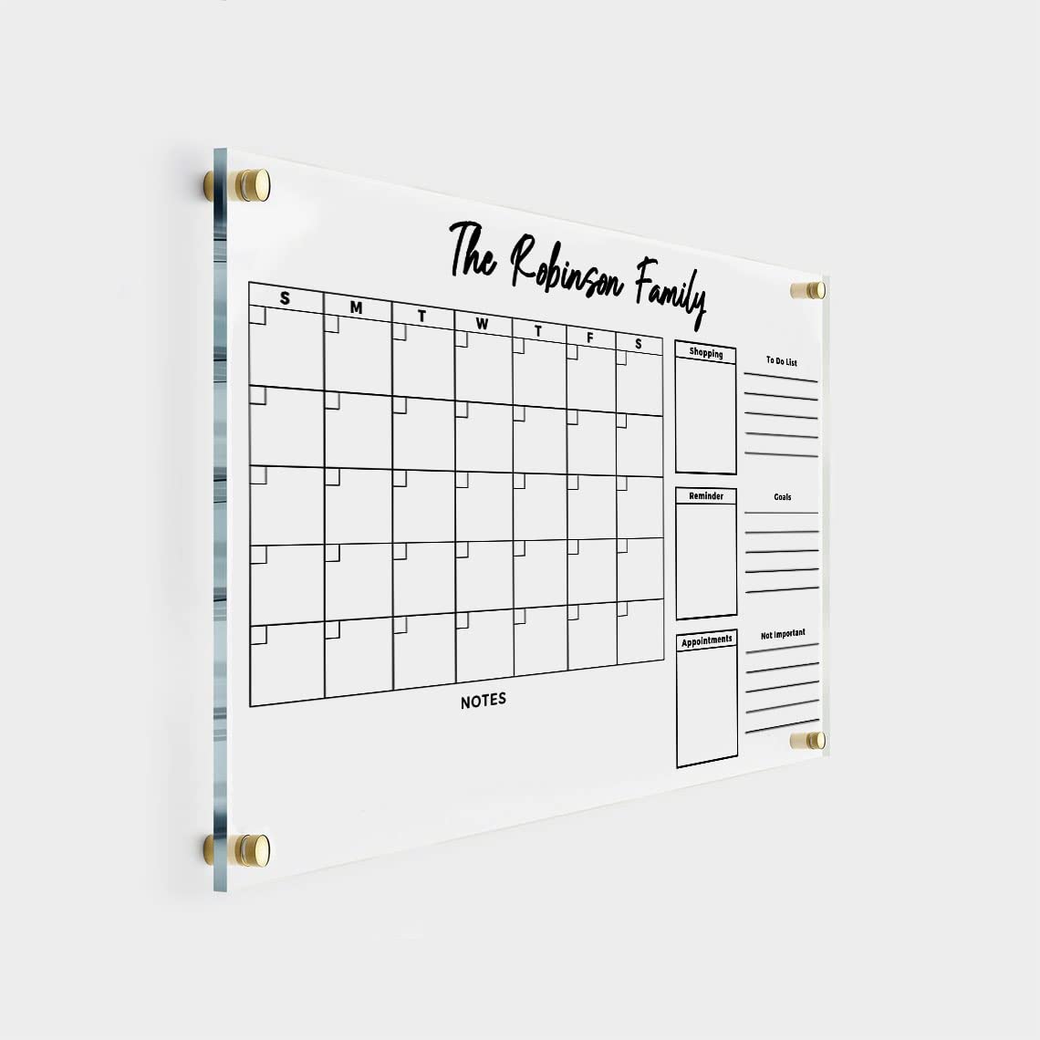 clicked craftFAMILY CALENDAR with Side Headers Wall Calendar - Personalized Dry Erase Board, Horizontal Wall Calendar, Monthly and Weekly Calendar, Housewarming Gift, Goals, To Do (18"x14", Standard Package)