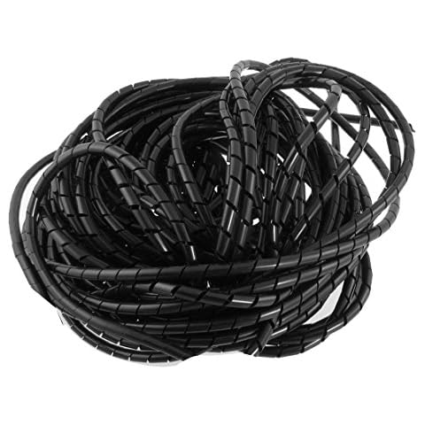Copapa 21M 68 Ft PE Black Polyethylene Spiral Wire Wrap Tube PC Manage Cable 6mm 1/4'' for Computer Cable, Car Cable (Dia 6MM-Length21M, Black) Cover