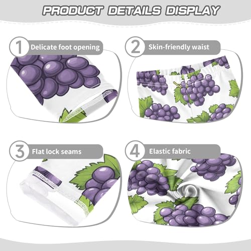 Purple Grapes Girls' Leggings Toddler Doodles Green Leave Kids Yoga Pants Dance Active Tights 4T3