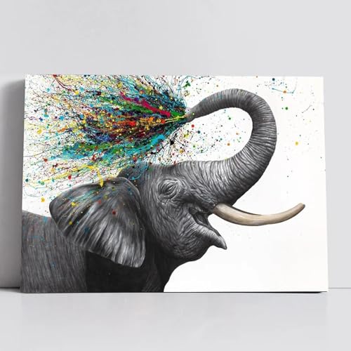 Impression sur toile éléphant colorée 40x60 cm style moderne déco chambre
