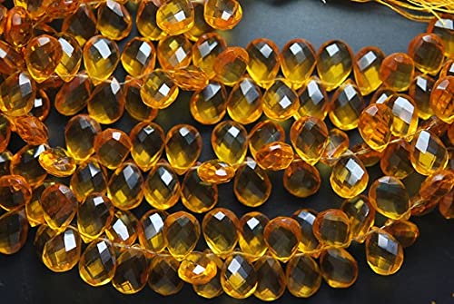 Citrine dorée quartz perle poire briolette facettée 10X14mm pour fil de minéraux