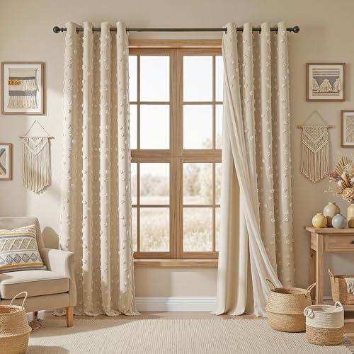 MYSKY HOME Beige Boho Curtains