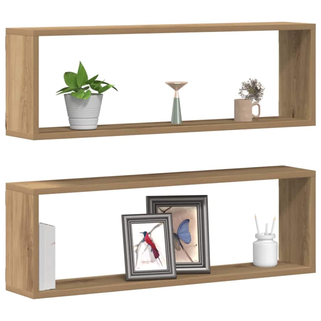 vidaXL Wall Shelves Wall-Mounted 2 pcs Artisian Oak 80 x 15 x 26 cm