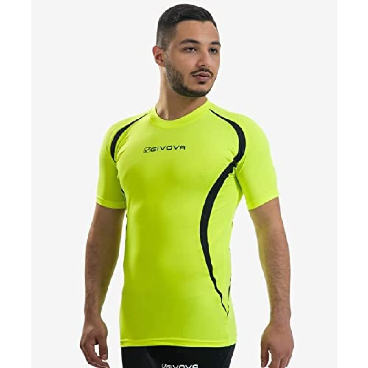 Givova, running shirt, yellow fluo/black, L