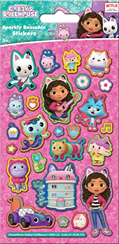 Gabbys Dollhouse Sparkly Reusable Stickers Official Licensed Product