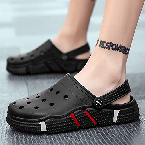 Mens Womens Garden Clogs Yard Shoes Beach Slippers Water Sandals Unisex-Adult Classic Clog Gardening Shoes For Women Indoor Clogs For Men Outdoor Clogs Men Slip-On Men's Mules & Clogs (Black,13.5Women/12Men) #TOP1