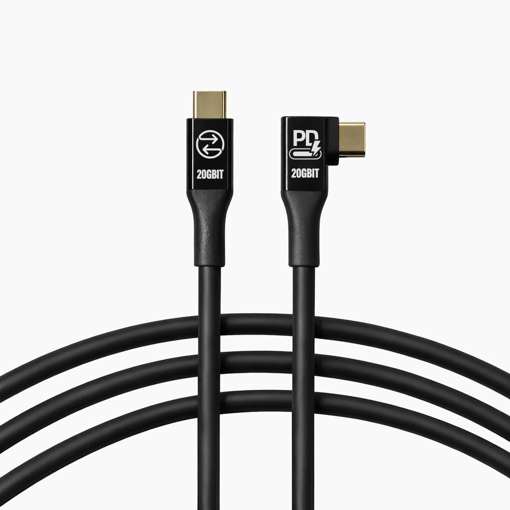 Gelatin Pantera - Cavo USB-C da 5 m, 20 Gbit | 20 Gbps bidirezionale, ricarica Power Delivery, modalità DisplayPort Alt per display Eizo e Studio, angolo retto, 5 m