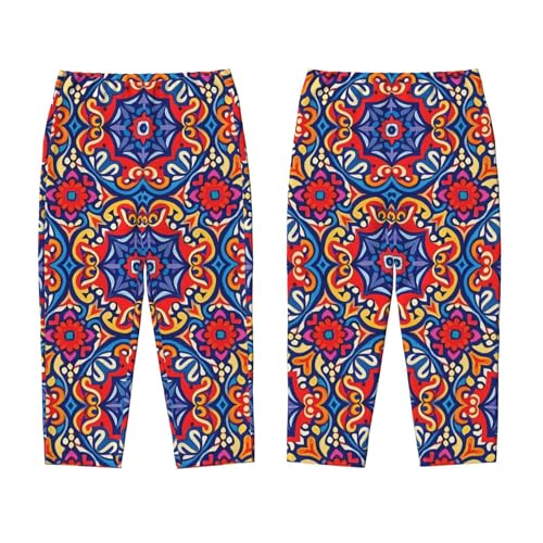 Pajama Pants Pajama Bottoms with Elastic Waistband Sleepwear Lounge Pants, Colorful Mandala Flowers 13