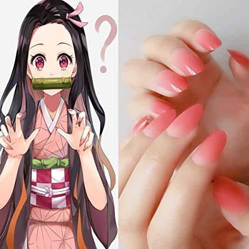 Demon Slayer Cosplay Kimetsu no Yaiba Kamado Nezuko Pink Fake Nail Artificial False Nails Costume Prop - Thumbnail 3