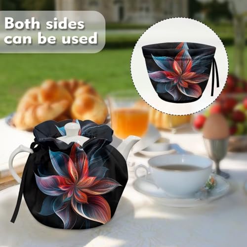 Image of Boho Flower Tea Cozy Cover Insulated Dust Cover for Teapot Modern Tea Pot Covers for Keeping Warm Kettle Protector Covers Washable Portable Party Decoration