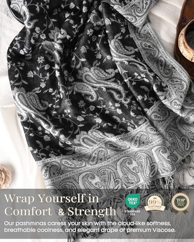 FURTALK Reversible Paisley Pashmina Shawl Wraps for Women Soft Exotic Indian Rave Scarf for Evening Dress Festival Scarves4