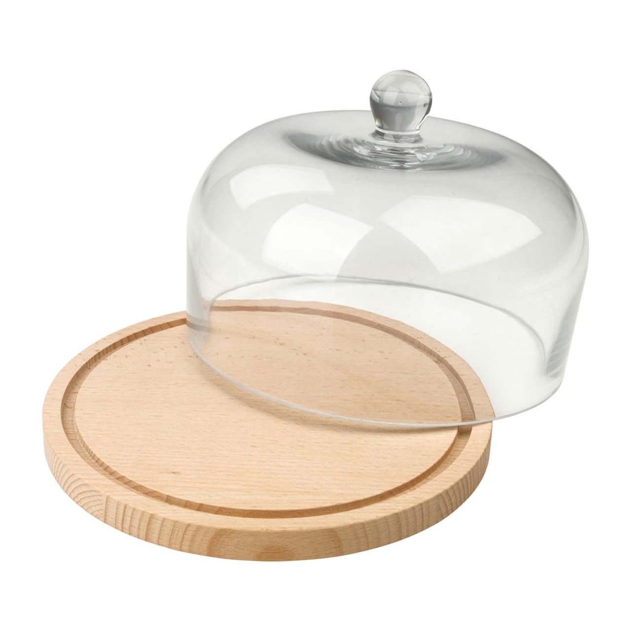 Fackelmann 31035 - Cupola per formaggio, campana da formaggio, vassoio per formaggio, legno certificato FSC, vetro, 24 x 16 cm