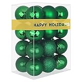 Emerald Green 2.5' Christmas Balls Christmas Tree Decoration Ornaments Shatterproof Hanging Balls for Birthday Halloween Holiday Wedding Decorations Set of 24pcs