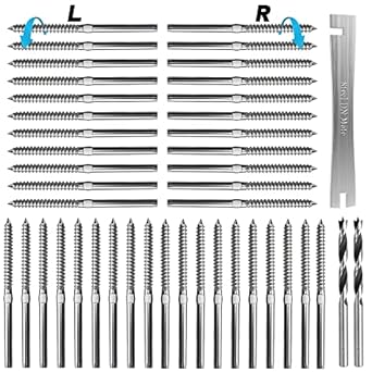 Steel DN Mate 80 Pack T316 Stainless Steel Right&Left Handed Thread Swage Lag Screws for Wood Post of 1/8