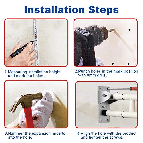 29.5 INCH Grab Bars for Bathroom Toilet Safety Rails for Elderly Pregnant Women Disabled Handicap Bar Medical Flip Up Arm Rails Support Foldable Skid Resistance White - Thumbnail 2
