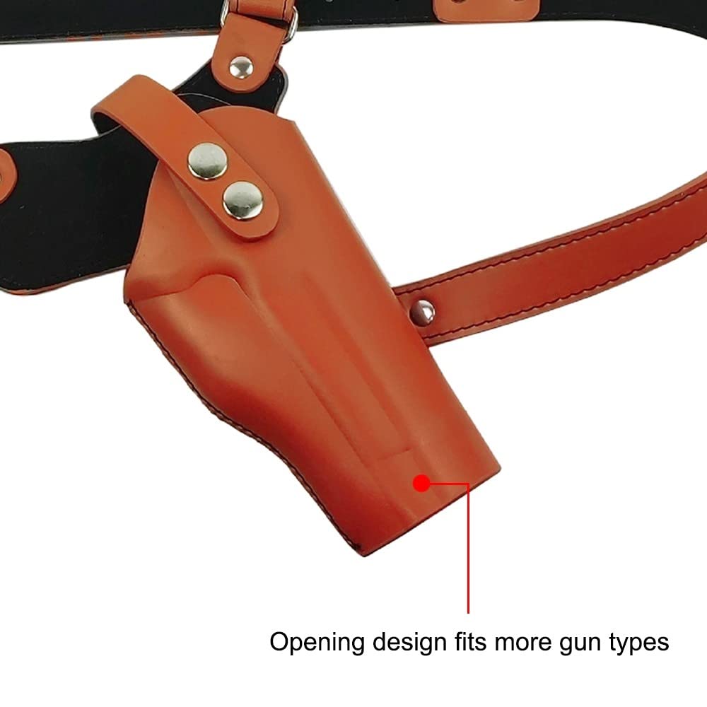 DONGKER Holster D'épaule en Cuir,Étui D'épaule Réglable pour Pistolet Vertical Dissimulé avec 7 Porte-balles pour 1911 G17 G17 G20 G23 M9 P85