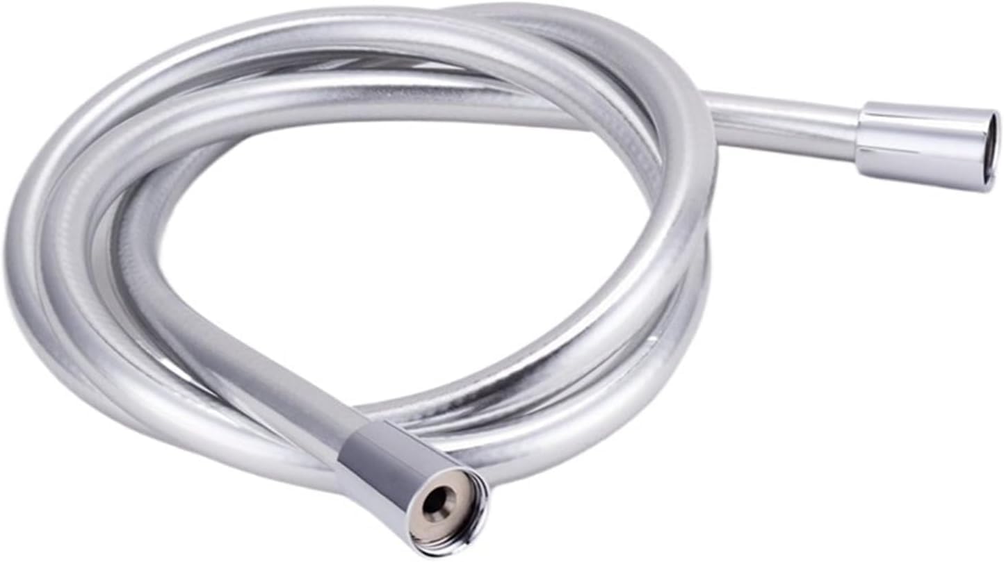 Gkirqvpe Pvc 1.2M Silver Shower Hose, Flexible Shower Hose Stainless Steel Pvc Pressure Silver Black 1M-2M 1/2 Inch Universal