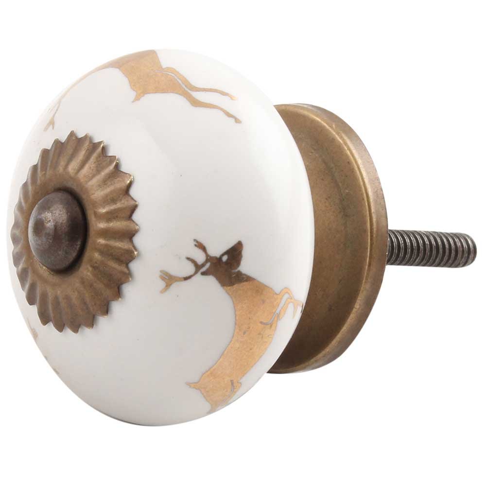 IndianShelf 4 Pieces Gold Running Rein Deer Ceramic Drawer Knobs for Kitchen Cabinet Hardware Door Decorative Dresser Pulls Luxury Vintage Style (B0747JCVND) Amazon Price History, Amazon Price Tracker