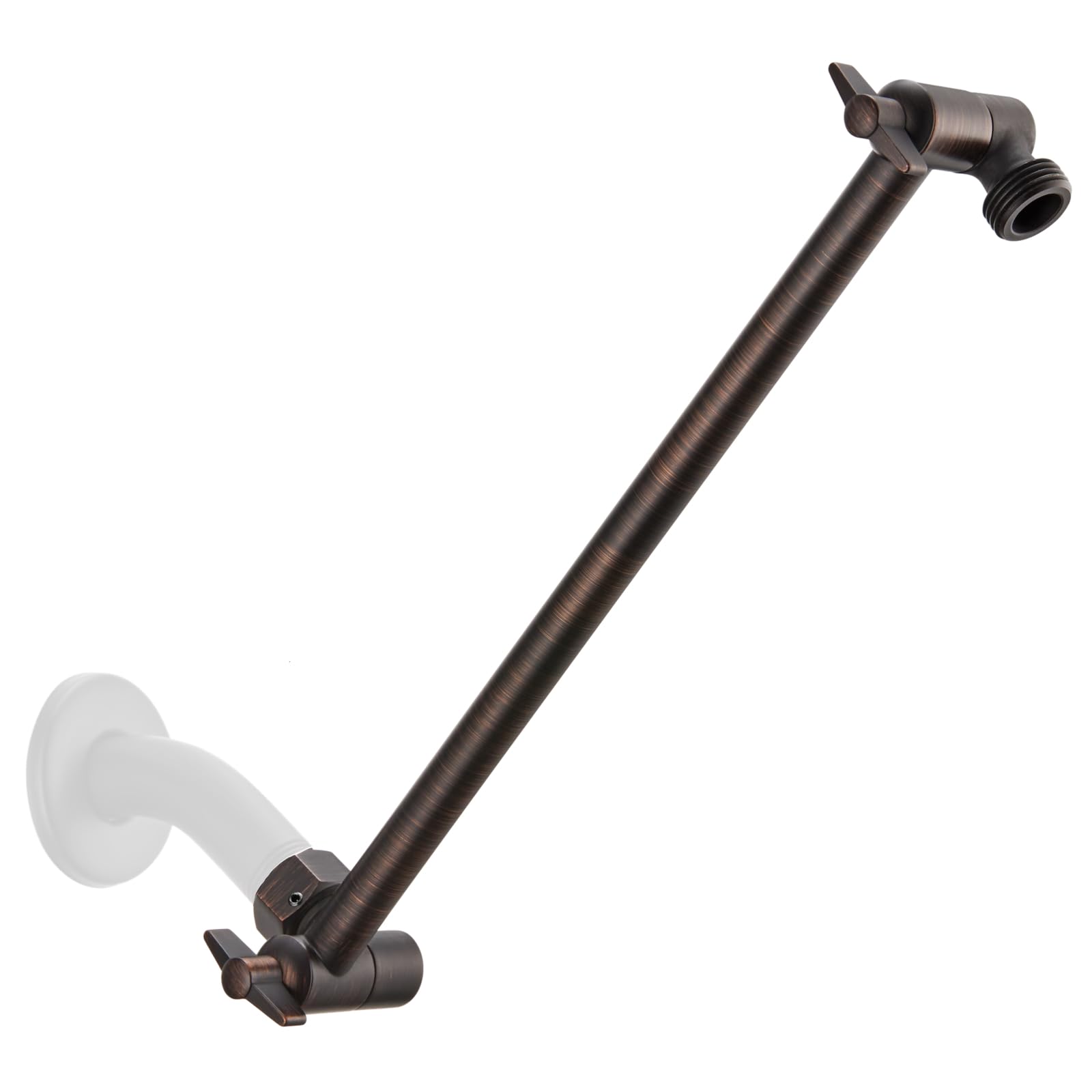 11 Inch Adjustable Shower Head Extension Arm with Locking Set Screw, Singing Rain 304 Stainless Steel Angle Height Adjustable, Easy Install, G1/2 Universal Connector Compatible (Oil Rubber Bronze)
