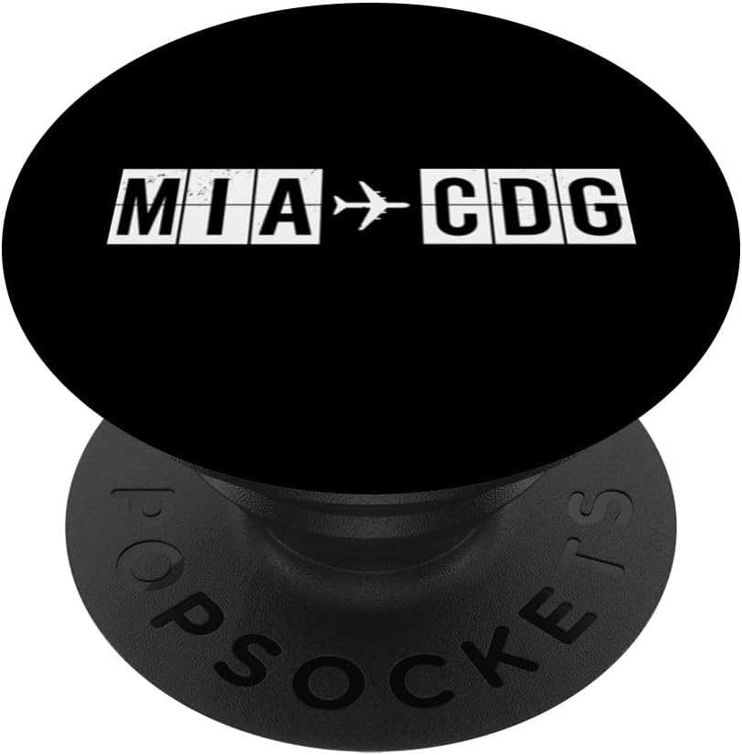 MIA CDG Flight Route Miami Paris Air Codes PopSockets PopGrip for MagSafe