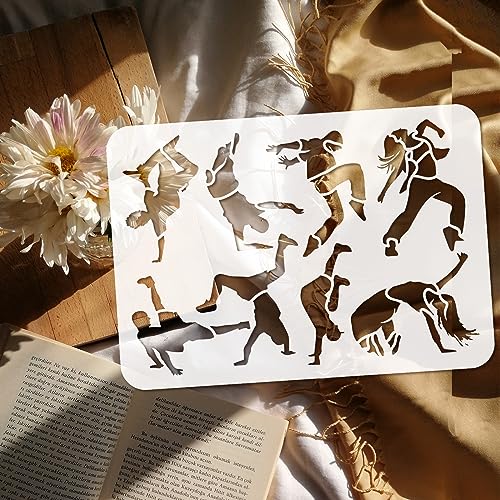 FINGERINSPIRE Break Dancer Painting Stencil 21x29.7cm Reusable Break Dance Boy Girl Drawing Decoration Template Street Dance Stencil for Painting on Wood Wall Fabric Paper Furniture - Image 3