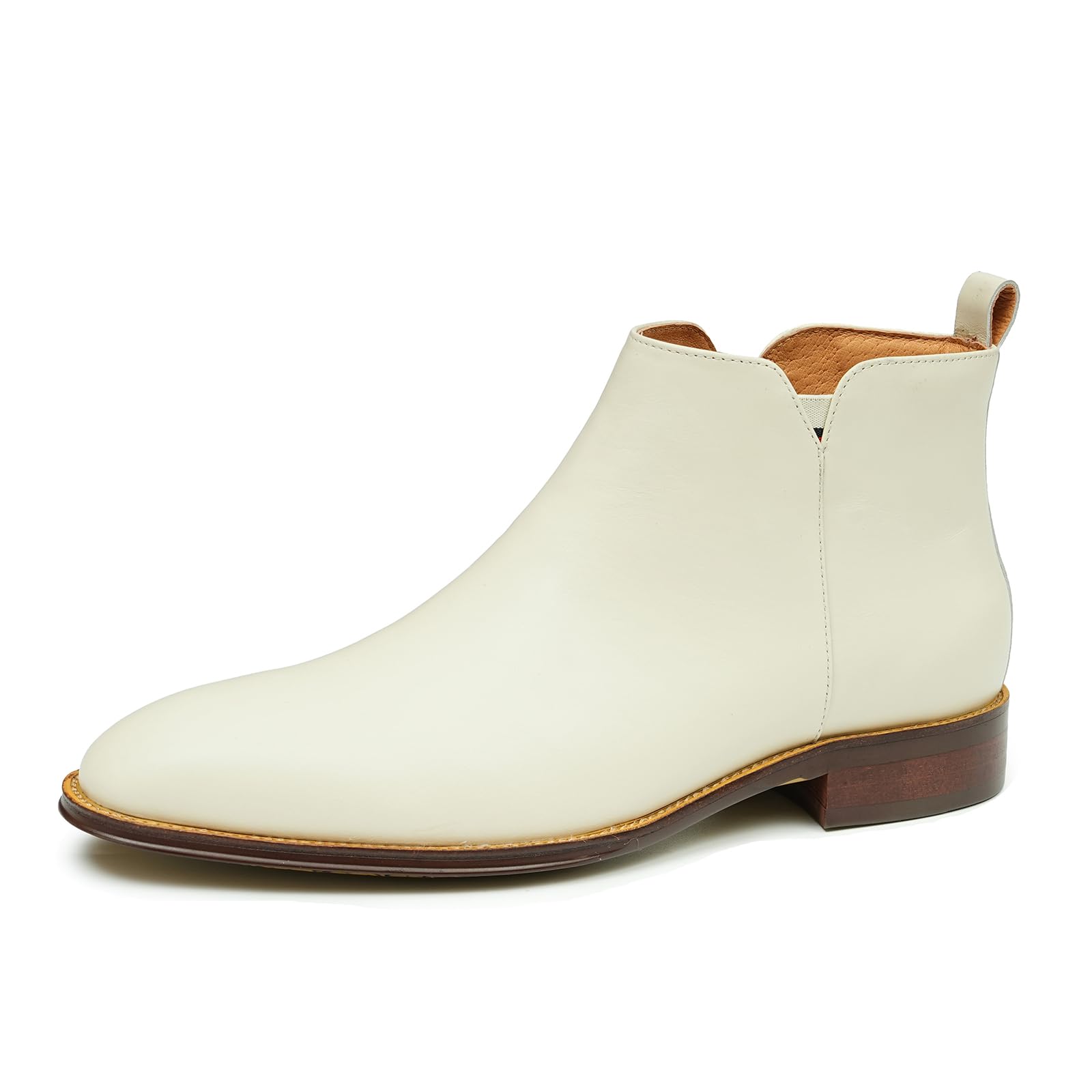 Botas Chelsea de Vaca para Hombre Botines Casuales Negocios Pull On Zapatos en Cuero Genuino